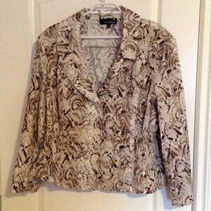 Laura Plus Women's Neutral-Toned Animal Snakeskin Print Blazer Jacket Size 20